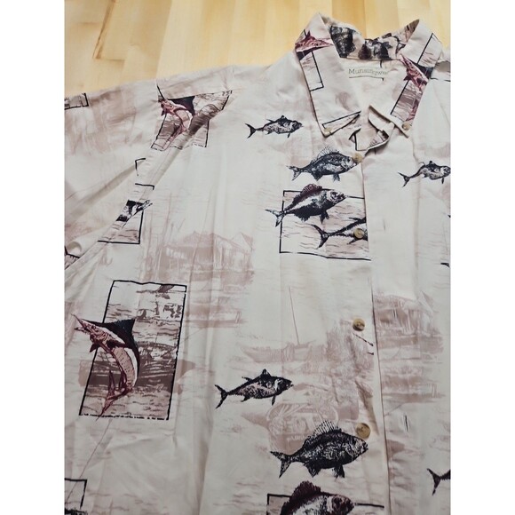 Munsingwear Mens XL Button Down Short Sleeve Fish Shirt Outdoors - Picture 7 of 16